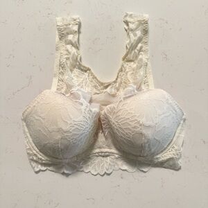PINK Bra Womens Small Petite off White Lace Bralette Layering Top Victoria's